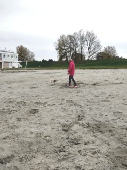 Benji und Andreas lieben den leeren Herbststrand